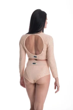 Paradise Chick Superhero Series Ultra Grip Crop Top - Beige Leopard