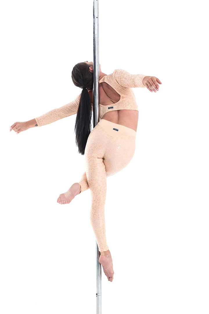 Paradise Chick Superhero Series Ultra Grip Crop Top - Beige Leopard