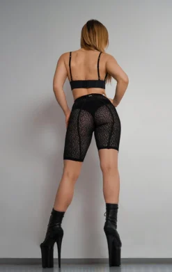 Paradise Chick Sirène Leopard Biker Shorts - Black Back In Stock