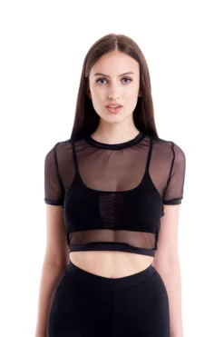 Hamade Activewear Mesh Crop Tee - Black