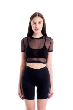 Hamade Activewear Mesh Crop Tee - Black