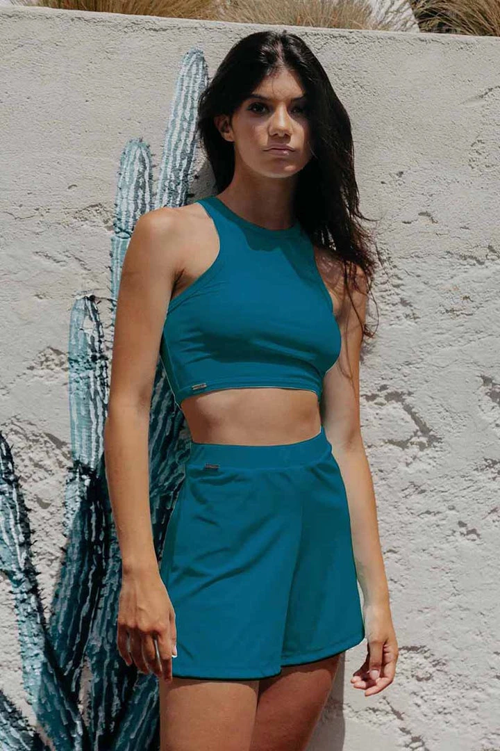 Paradise Chick Miami Tank Top - Ribbed Petrol