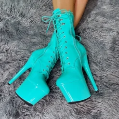 Hella Heels LipKit 8inch Boots - Minted Shoes