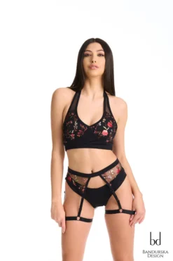 Bandurska Miruna Suspender Accessory - Floral Black New In