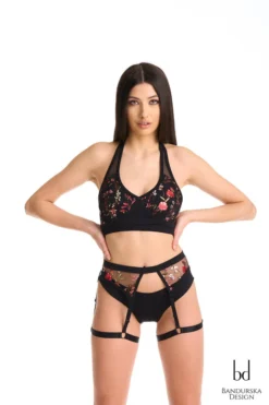Bandurska Miruna Suspender Accessory - Floral Black New In
