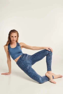 Paradise Chick Superhero Series Sticky High Waist Leggings - Dusty Blue Leopard