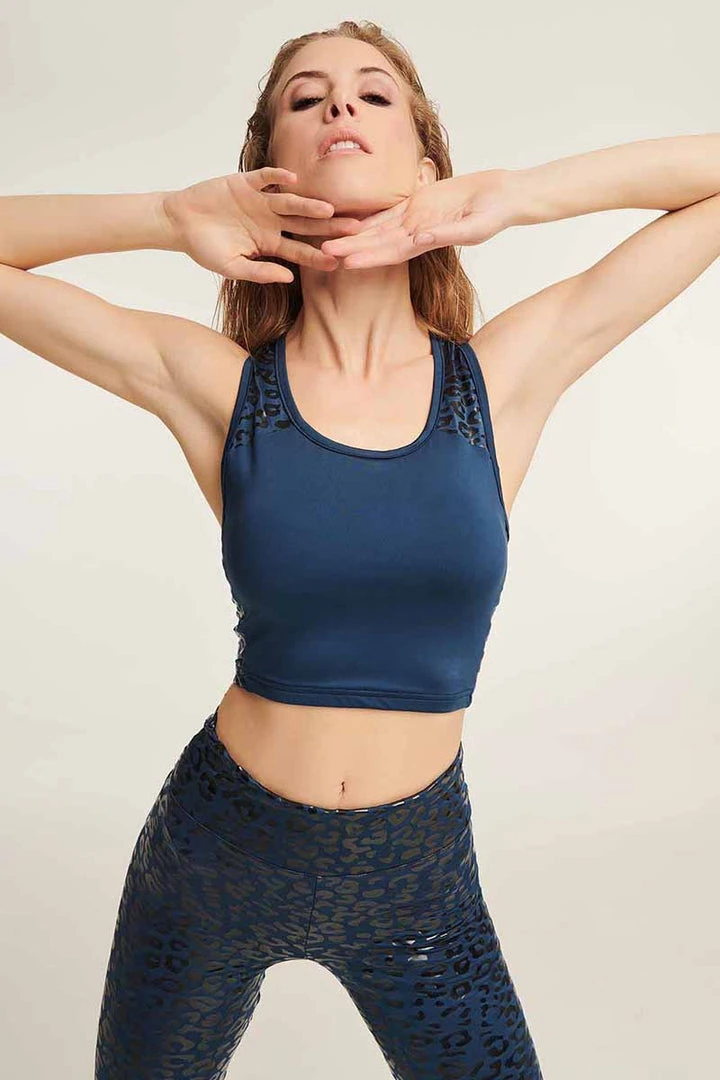 All Pole Wear Paradise Chick Superhero Series Tank Top - Denim Leopard