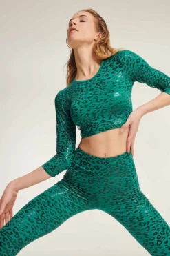 All Pole Wear Paradise Chick Superhero Series Sticky Crop Top - Petrol Leopard