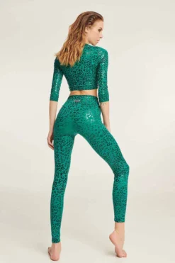 All Pole Wear Paradise Chick Superhero Series Sticky Crop Top - Petrol Leopard