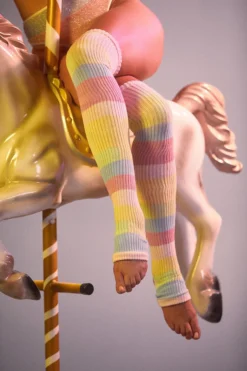 Rolling Thigh High Leg Warmers With Stirrups - Pony Striped (2 Sizes) Accessories