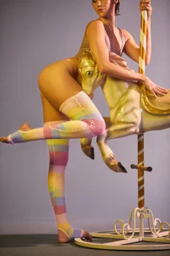 Rolling Thigh High Leg Warmers With Stirrups - Pony Striped (2 Sizes) Accessories