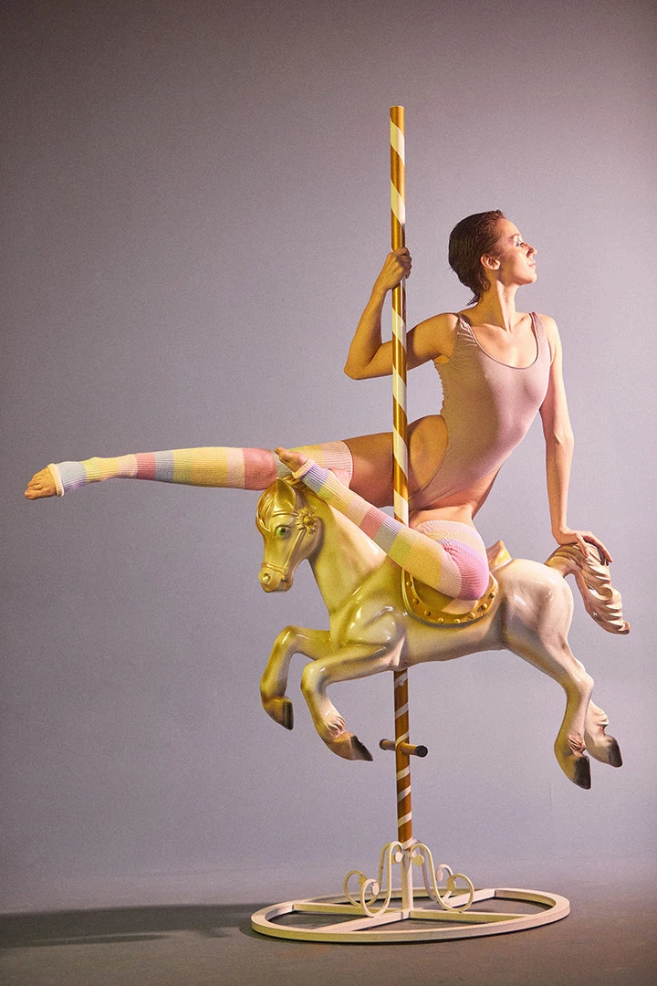 Rolling Thigh High Leg Warmers With Stirrups - Pony Striped (2 Sizes) Accessories