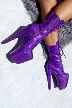 Shoes Hella Heels The Glitterati 8inch Boots - Purple Rain