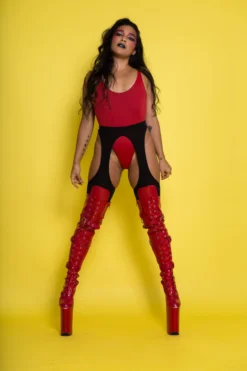 Rolling Peek-a-boo Tights - Black (3 Sizes Available)