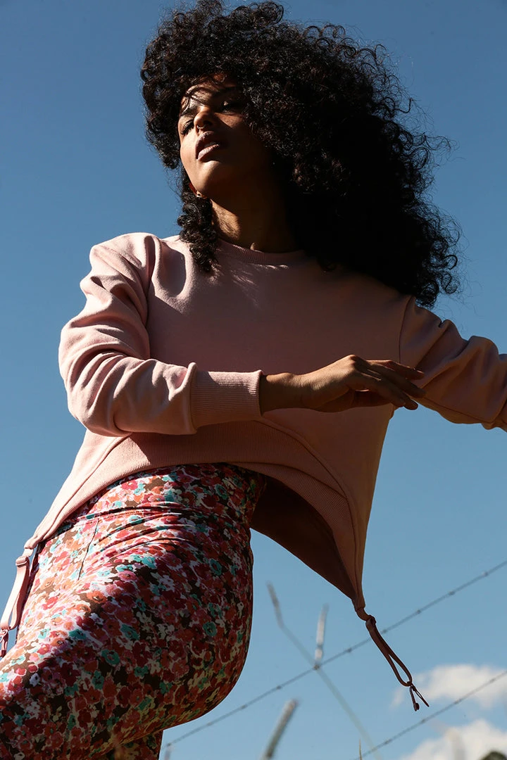 Rolling Garter Sweatshirt - Rosé