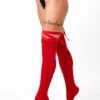 Rolling Over The Knee Ribbon Socks - Red (3 Sizes Available) Accessories