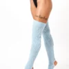 Accessories Rolling Cable Knit Thigh High Leg Warmers With Stirrups - Ocean