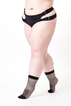 Rolling Fishnet Ankle Socks - Black