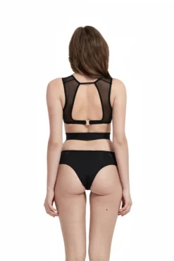 Hamade Activewear Eyelet Mesh Crop Top - Black All Pole Wear