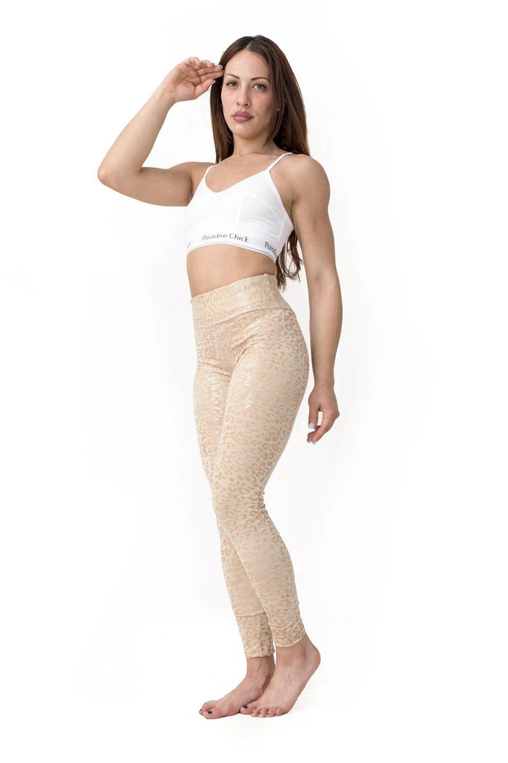 Paradise Chick Superhero Series Sticky V-String Leggings - Sand Leopard All Pole Wear