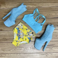 Hella Heels BabyDoll 8inch Boots - Baby Blue Shoes