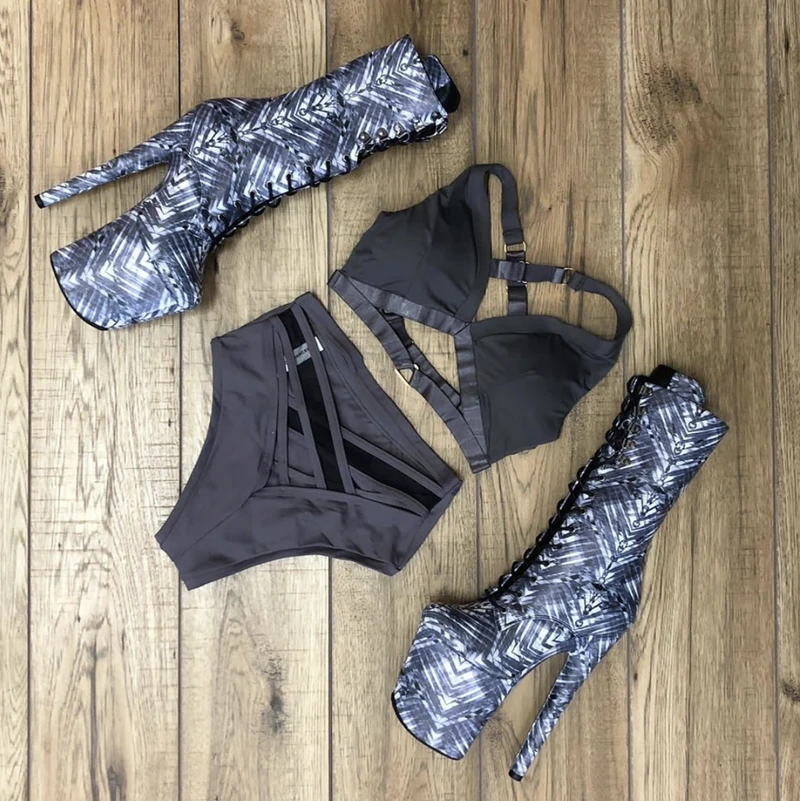 All Pole Wear Poledancerka X High Leg Shorts - Grey