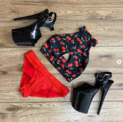 Bandurska Diane Bottoms- Ribbed Red All Pole Wear