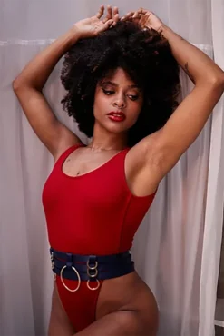 Rolling Nara Bodysuit - Ribbed Red