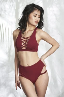 Lunalae Khloe High Waisted Shorts - Wine