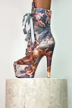 Hella Heels Renaissance Open Toe 7inch Boots - Stairway To Heaven