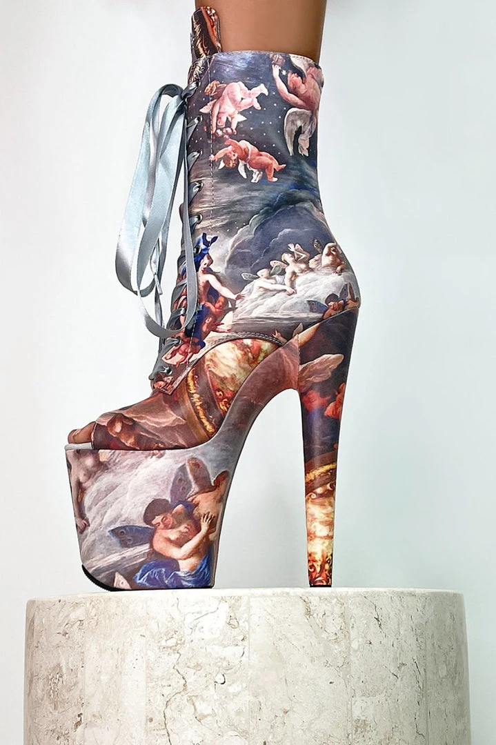 Shoes Hella Heels Renaissance Open Toe 8inch Boots - Stairway To Heaven