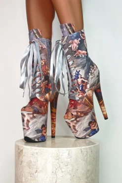 Shoes Hella Heels Renaissance Open Toe 8inch Boots - Stairway To Heaven