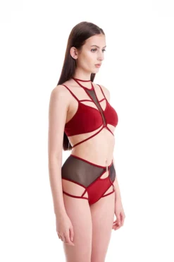 Hamade Activewear Strappy Halter Neck Top - Brick Red All Pole Wear