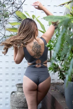 Tatiana Activewear Hunter Bodysuit - Charcoal