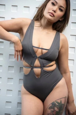 Tatiana Activewear Hunter Bodysuit - Charcoal
