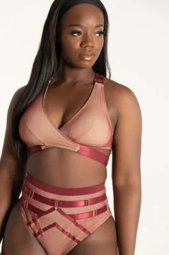 Tatiana Activewear Yuki Top - Burgundy Mesh New In