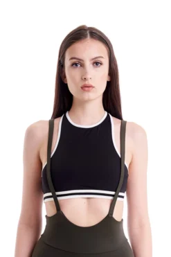 Hamade Activewear T-Back Sports Top - Black/White