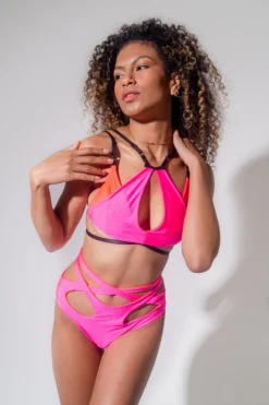 Sorte Wild Cheeky Shorts - Reversible Neon Pink/Orange All Pole Wear