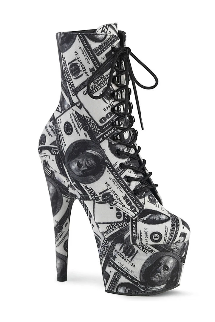 Pleaser USA Adore-1020DP 7inch Pleaser Boots - Money Print New In