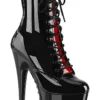Pleaser USA Adore-1020FH 7inch Pleaser Boots - Black/Red Corset