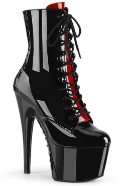 Pleaser USA Adore-1020FH 7inch Pleaser Boots - Black/Red Corset