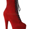 Pleaser USA Adore-1020FS Faux Suede 7Inch Pleaser Boots - Red Shoes
