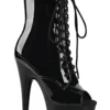 Shoes Pleaser USA Adore-1021 7inch Pleaser Peep Toe Boots - Patent Black