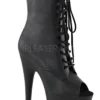 Pleaser USA Adore-1021 7inch Pleaser Peep Toe Boots - Matte Black Shoes