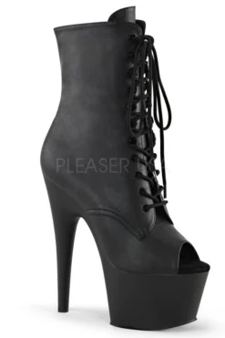 Pleaser USA Adore-1021 7inch Pleaser Peep Toe Boots - Matte Black Shoes