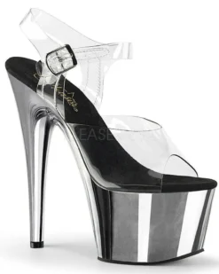 Pleaser USA Adore-708 Chrome 7inch Pleasers - Silver Shoes