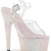Shoes Pleaser USA Adore-708HMG Glitter 7inch Pleasers - Opal
