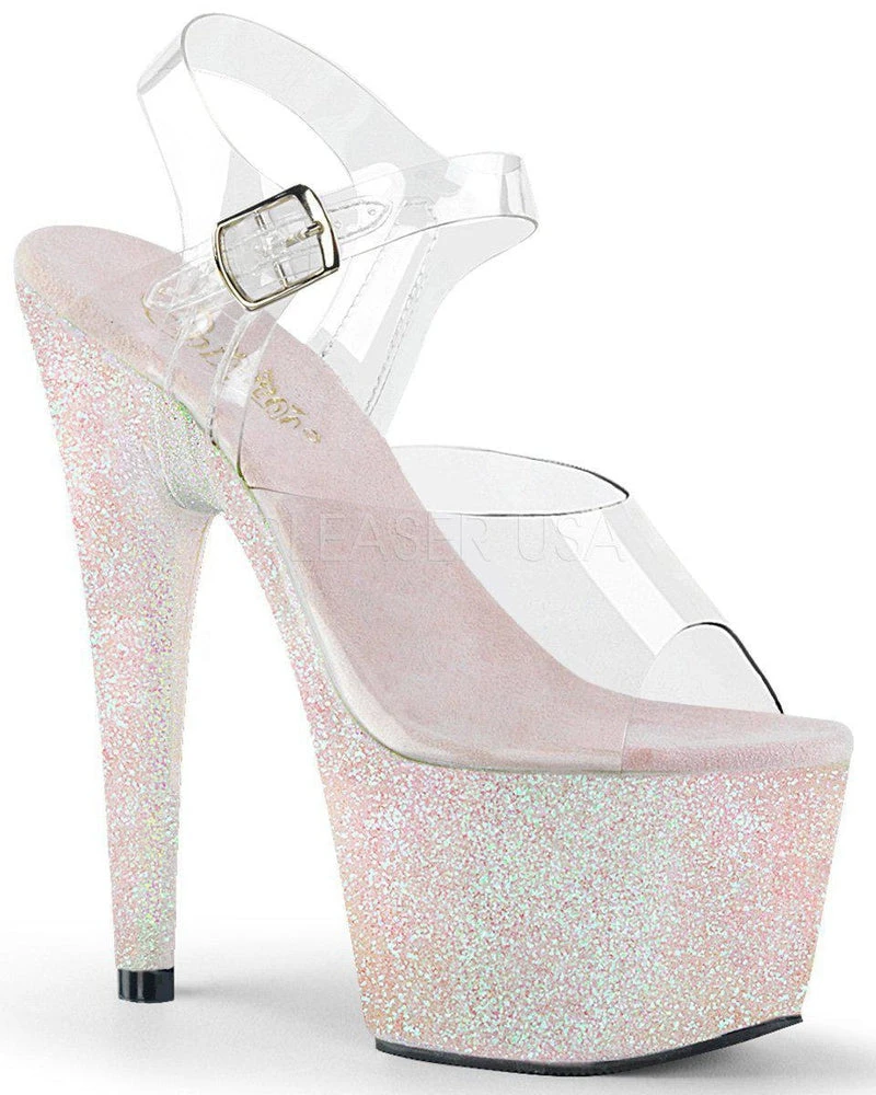 Shoes Pleaser USA Adore-708HMG Glitter 7inch Pleasers - Opal
