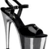 Pleaser USA Adore-709 7inch Pleasers - Patent Black/Chrome Shoes