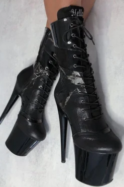 Hella Heels EmpireKicks 8inch Boots - Black Marble